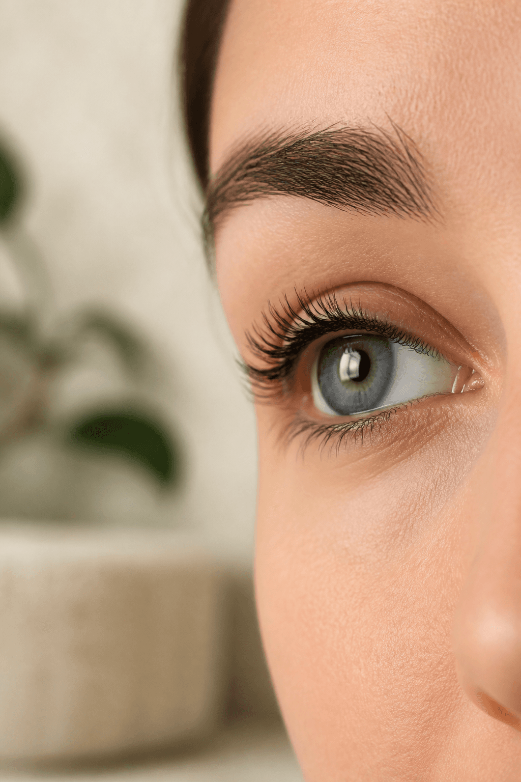 Close detail of a professional natural looking eyelash treatment