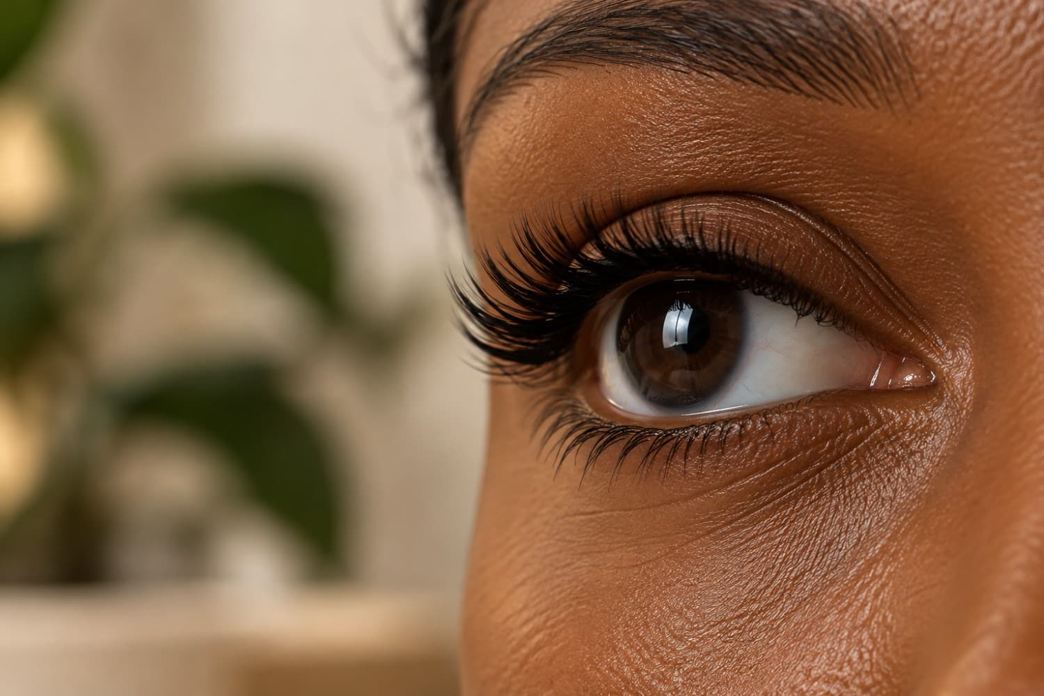 Close detail of a professional natural looking eyelash treatment